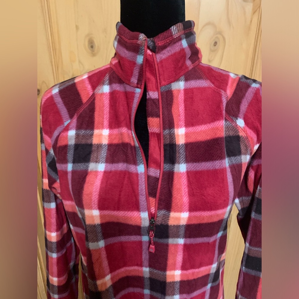 Eddie Bauer Red and Black Fleece Jacket with High Collar